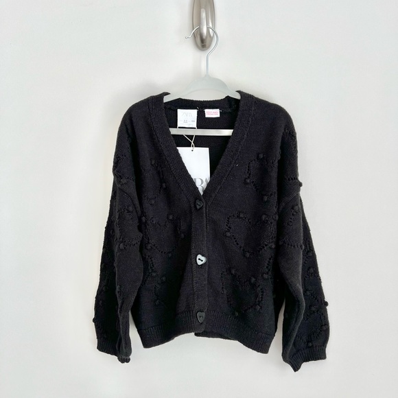 Zara Girl Black Knit Cardigan Size 3-4 Years NEW - Picture 1 of 5